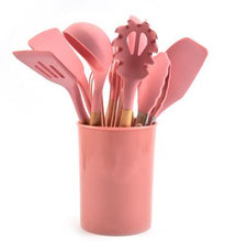 Load image into Gallery viewer, Wooden Handle Silicone Kitchen Utensil Set - 11pcs