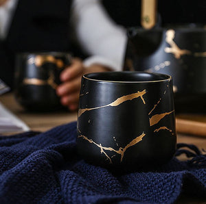 Marbling Tea Set - Black Gold