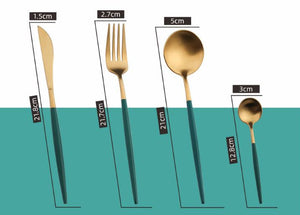 24pc Cutlery Set - Black Gold