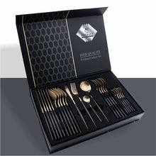 Load image into Gallery viewer, 24pc Cutlery Set - Black Gold
