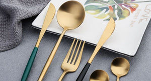 24pc Cutlery Set - Black Gold
