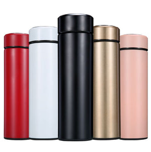 Portable Stainless Steel Thermos with Marked Temperature Display-Black