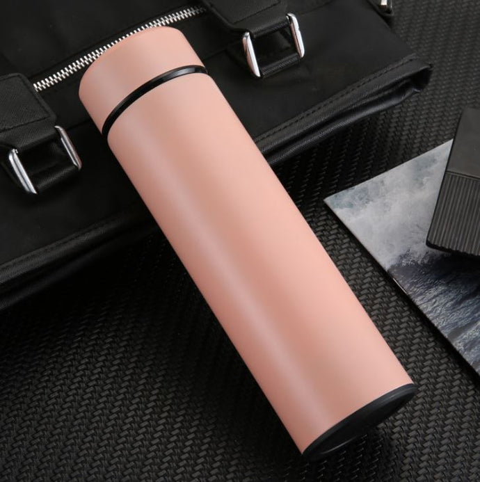 Portable Stainless Steel Thermos with Marked Temperature Display-Pink
