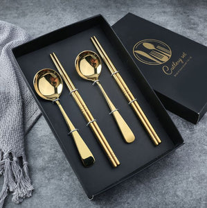 Spoon & Chopstick Gift Set - Gold