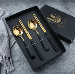 Spoon & Chopstick Gift Set - Black Gold