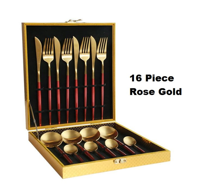 Luxury Cutlery Set 16pc - Rose Gold