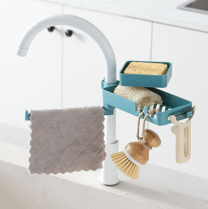 3 In 1 Rotatable Faucet Rack Blue