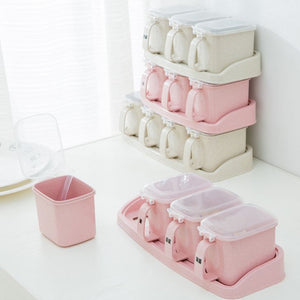 Spice Container set 4 pink or creamy